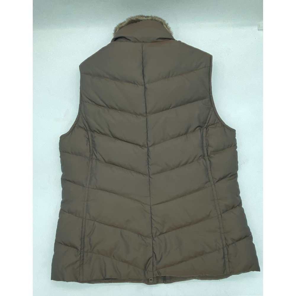 Eddie‎ Bauer Womens Brown Down Vest Faux Fur Collar Premium Goose Down Size S - Picture 13 of 14
